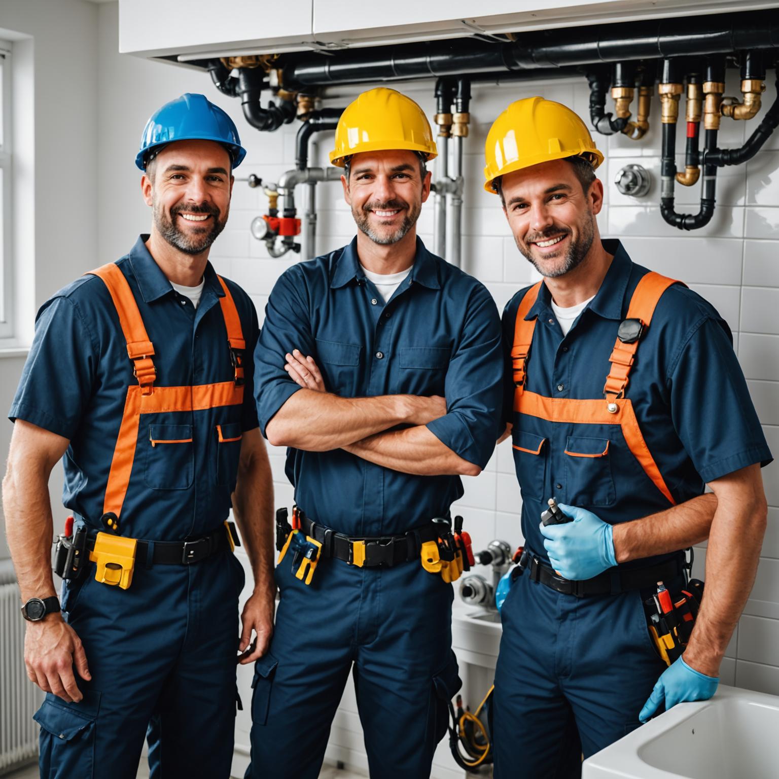 ProFlow plumbing team collaborating on a project