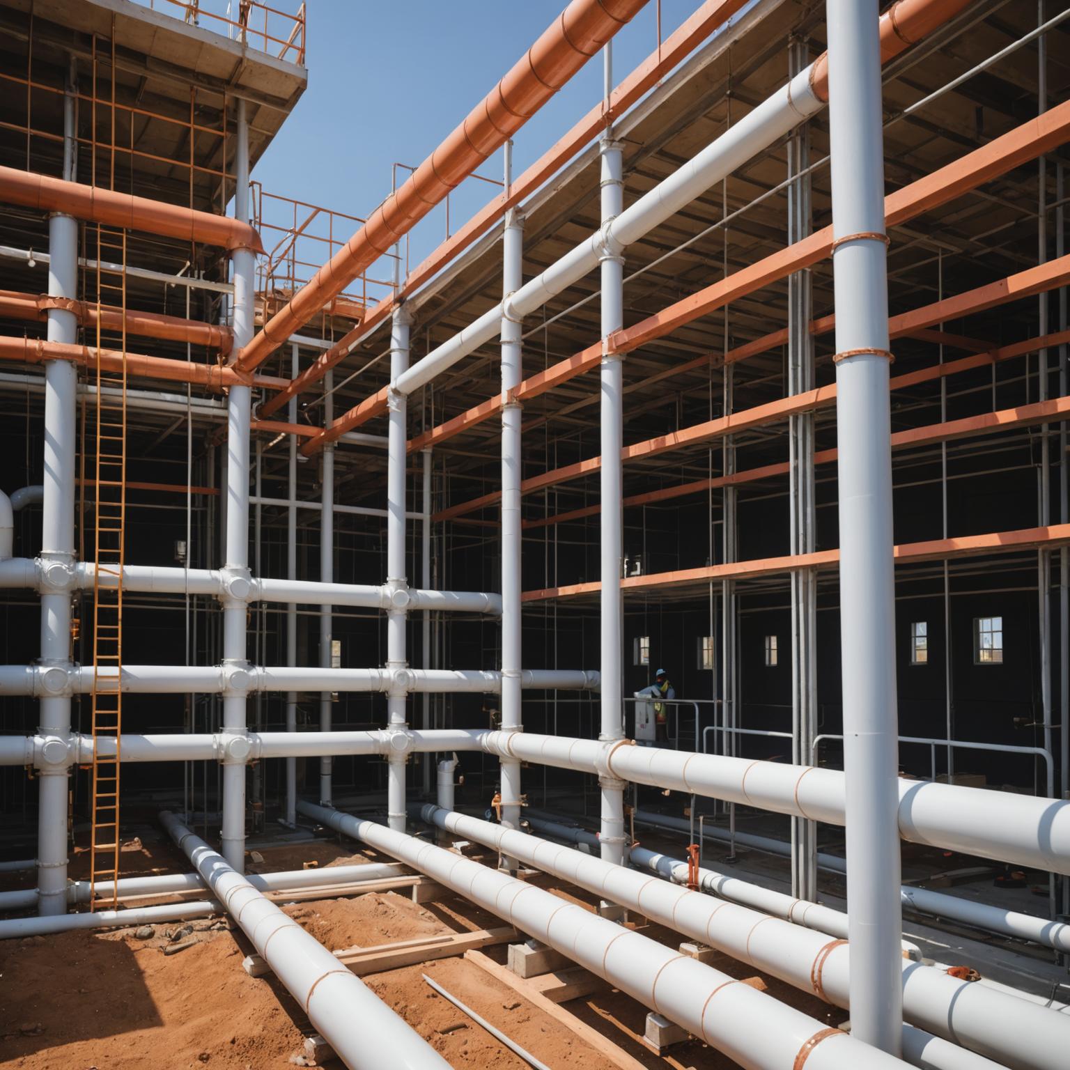 New plumbing rough-in at a commercial construction site