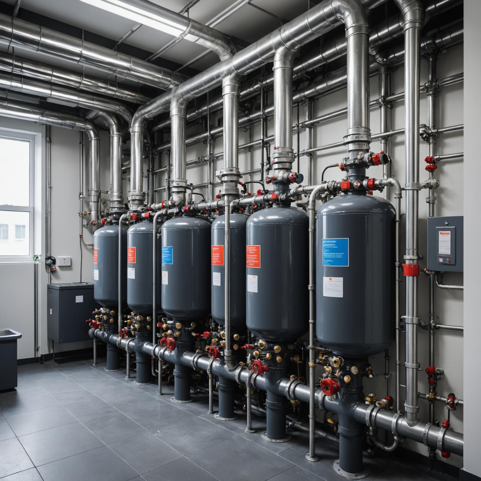 Commercial plumber servicing an office building's water system