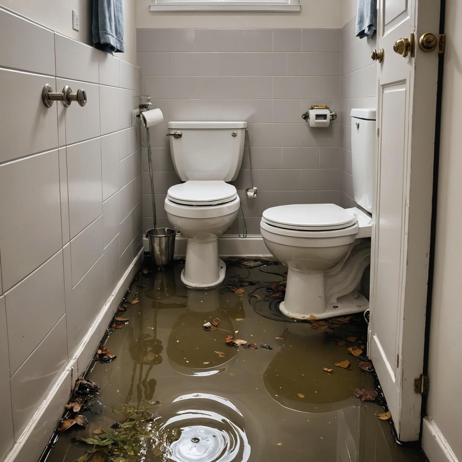 Water flooding across a tiled floor from a severe leak