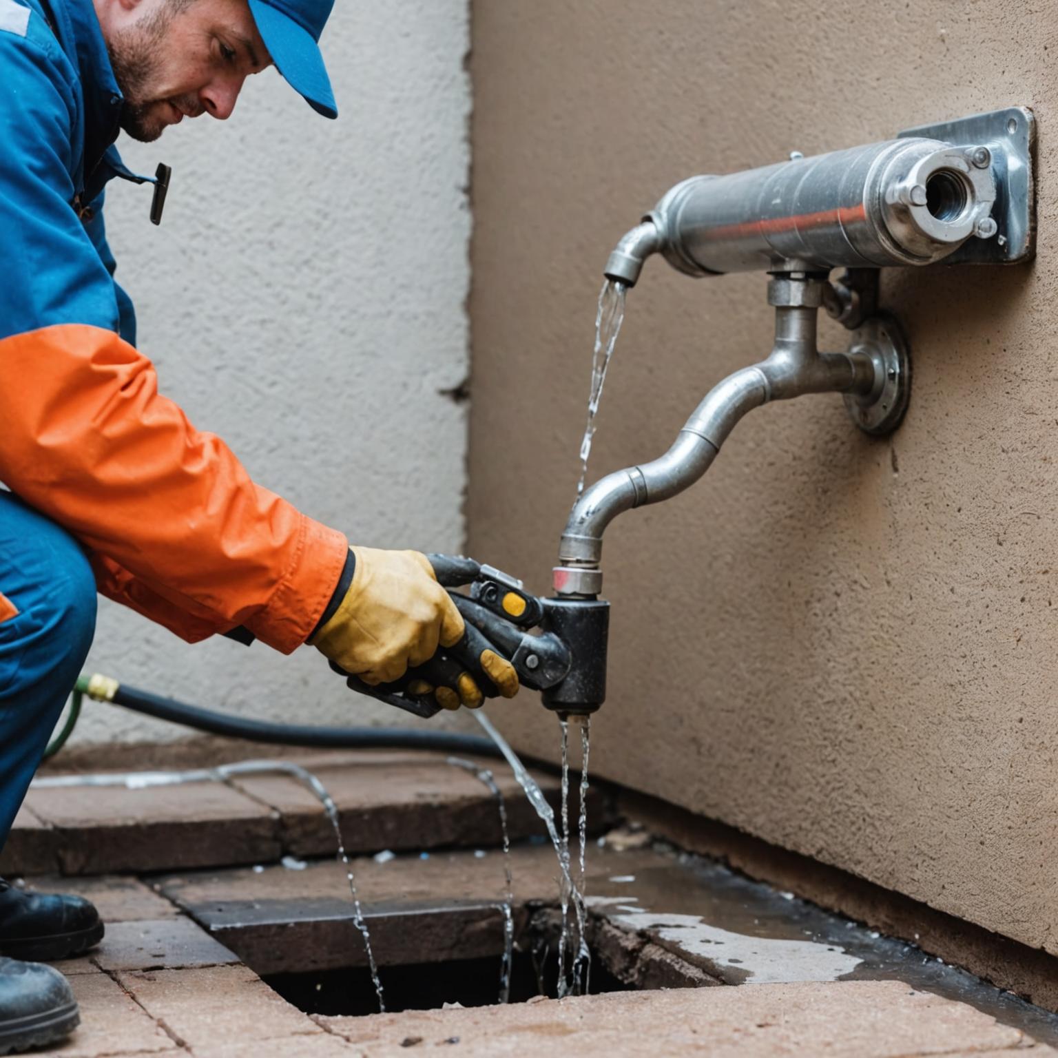 Emergency plumber responding to a water leak in a ceiling